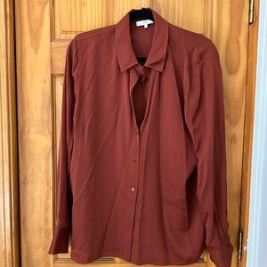 Vince Silk Slim-fit button blouse, size XL